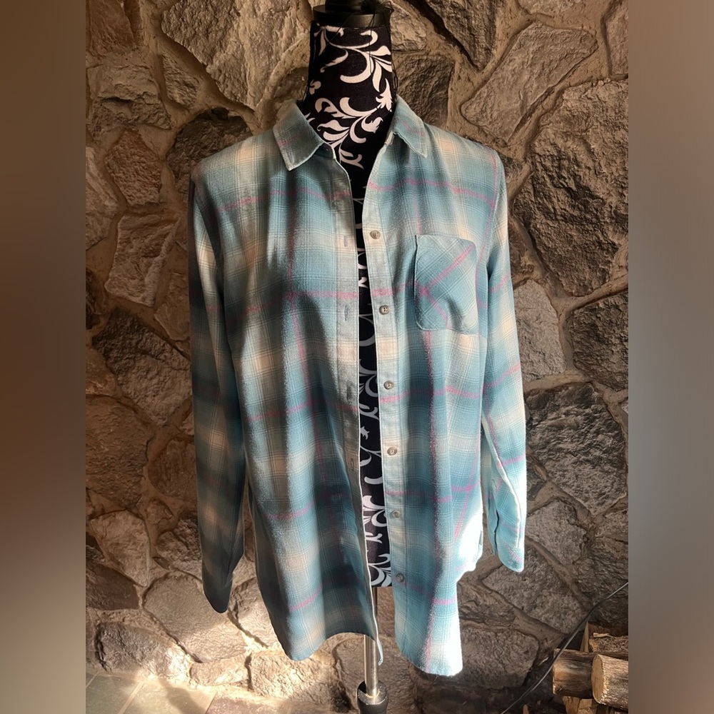 Eddie Bauer Blue & White Flannel L